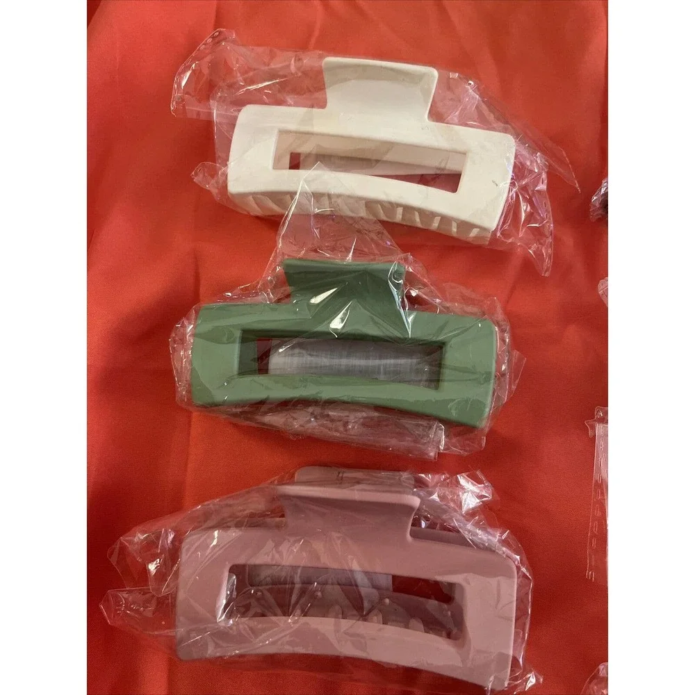 Set Of 6 Large Hair Claws Clips For Thick Hair Creme, Green, Pink, Purple, etc